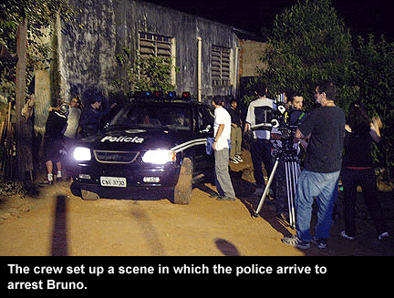 Shooting a night scene with the police.